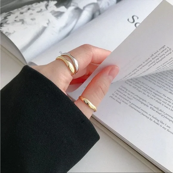 NEW 925 STERLING SILVER IRREGULAR WAVE ADJUSTABLE RING, CUTE RING, SHINY RING. - Picture 6 of 6